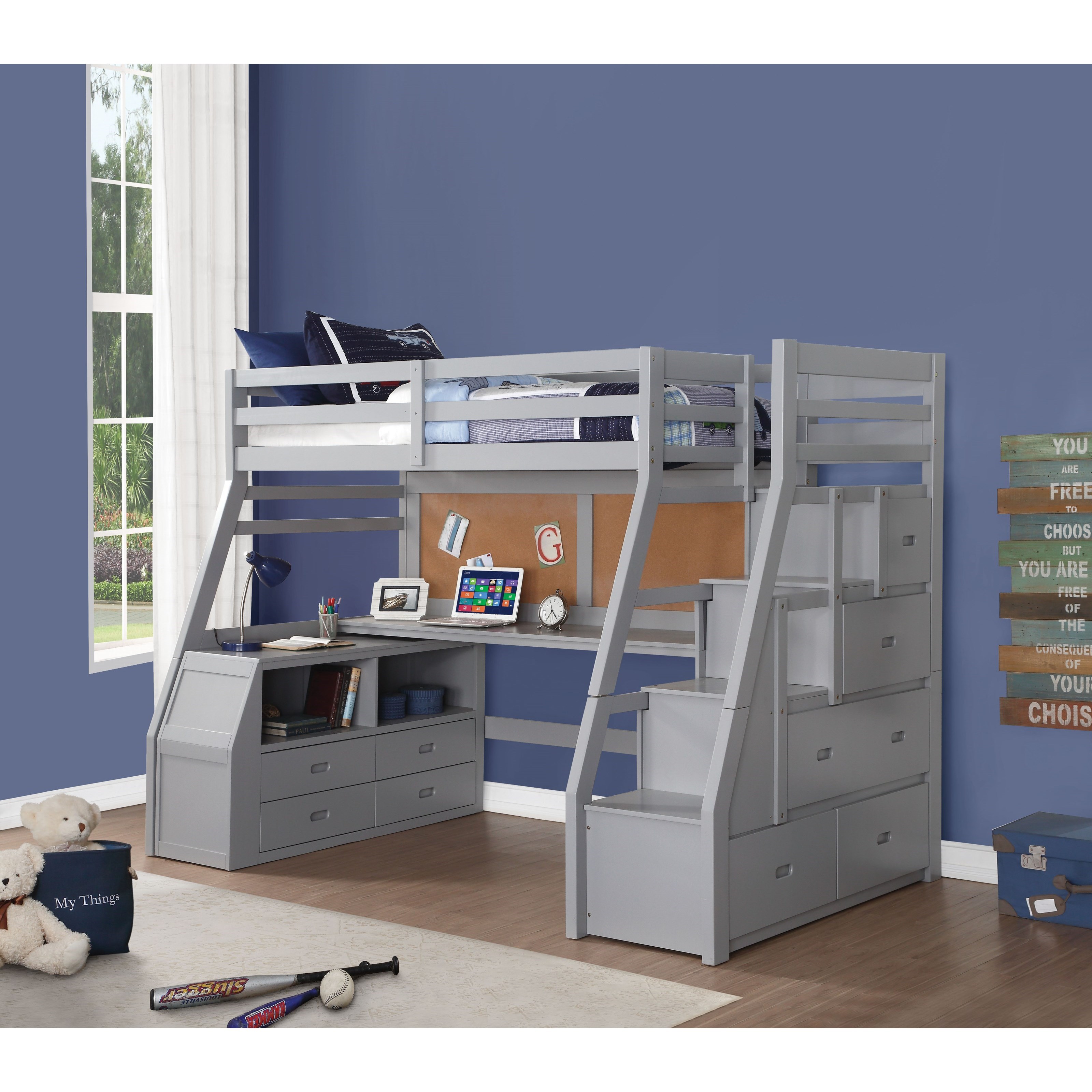 corner bunk beds with desk