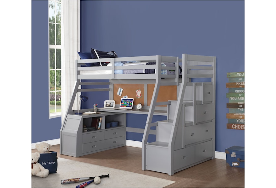 Acme Furniture Jason Ii Contemporary Twin Loft Bed With Storage
