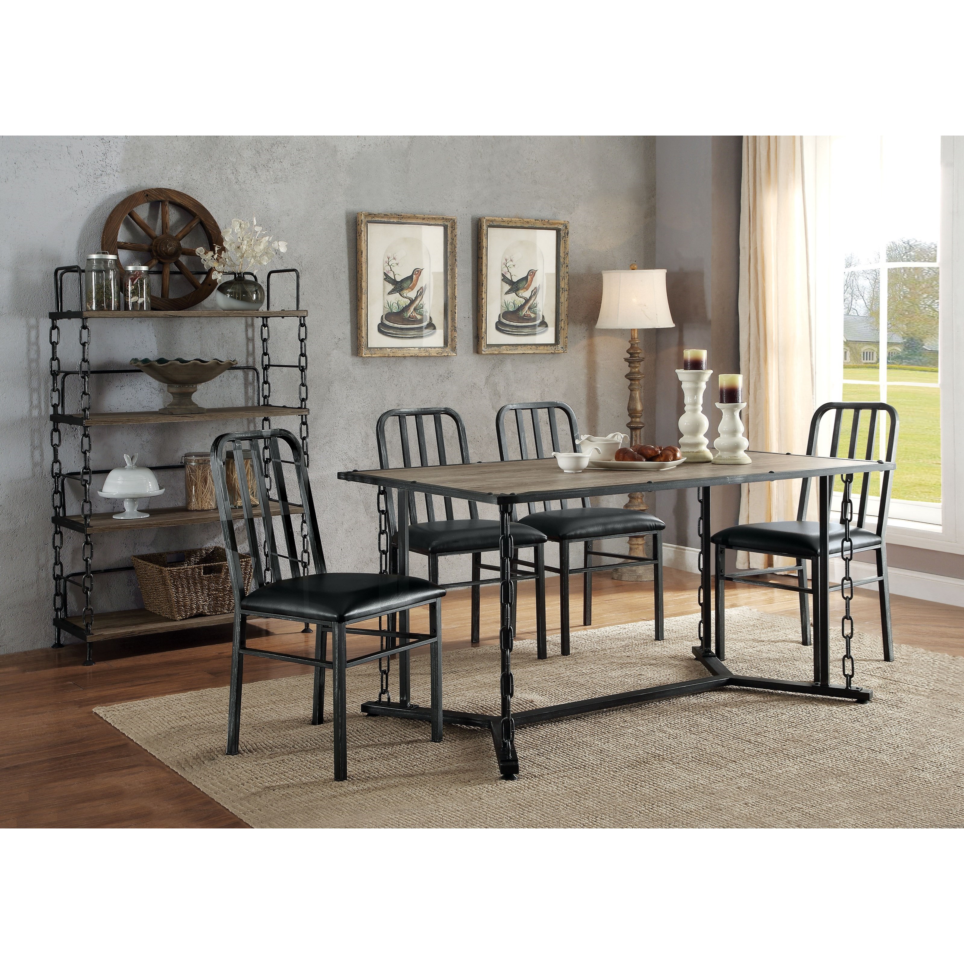 Set of 2 ACME Furniture Jodie Bar Stool in Black and Antique Black 