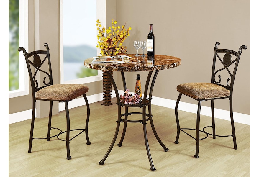 Acme Furniture Kleef 70560 3 Piece Counter Height Dining Set | Del 