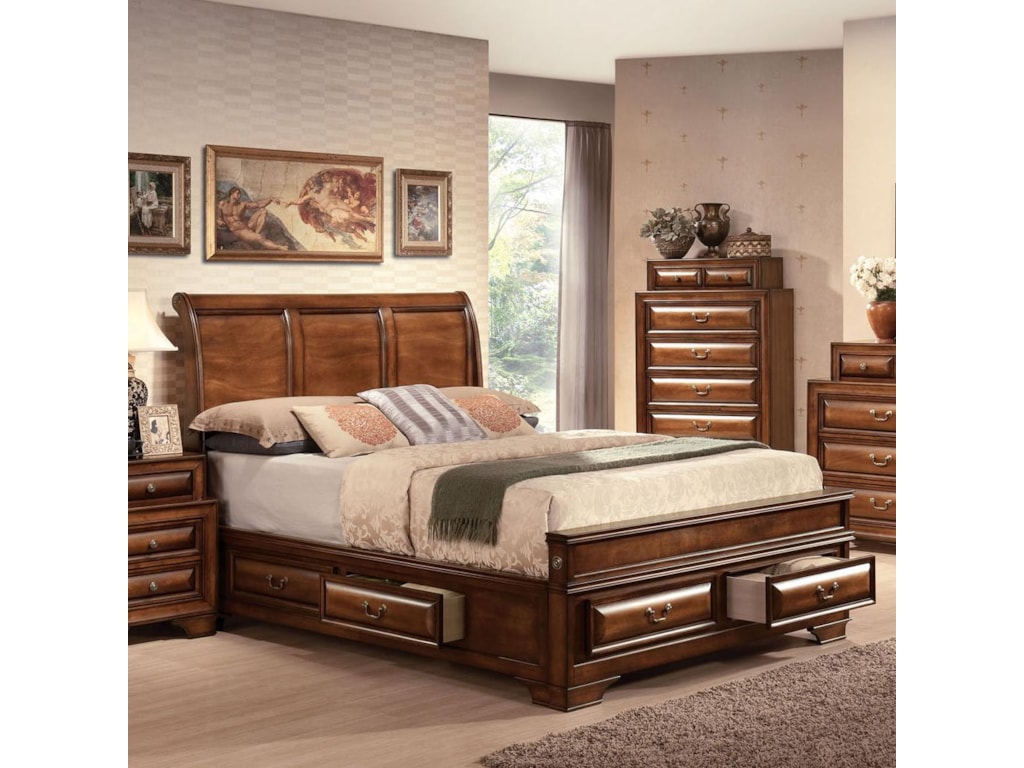 Acme Furniture Konane Traditional Sleigh Queen Bed W Storage Konane Traditional Sleigh Queen Bed