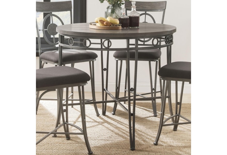 Acme Furniture Landis Round Counter Height Dining Table with Metal  Acme Furniture Landis Round Counter Height Dining Table with Metal