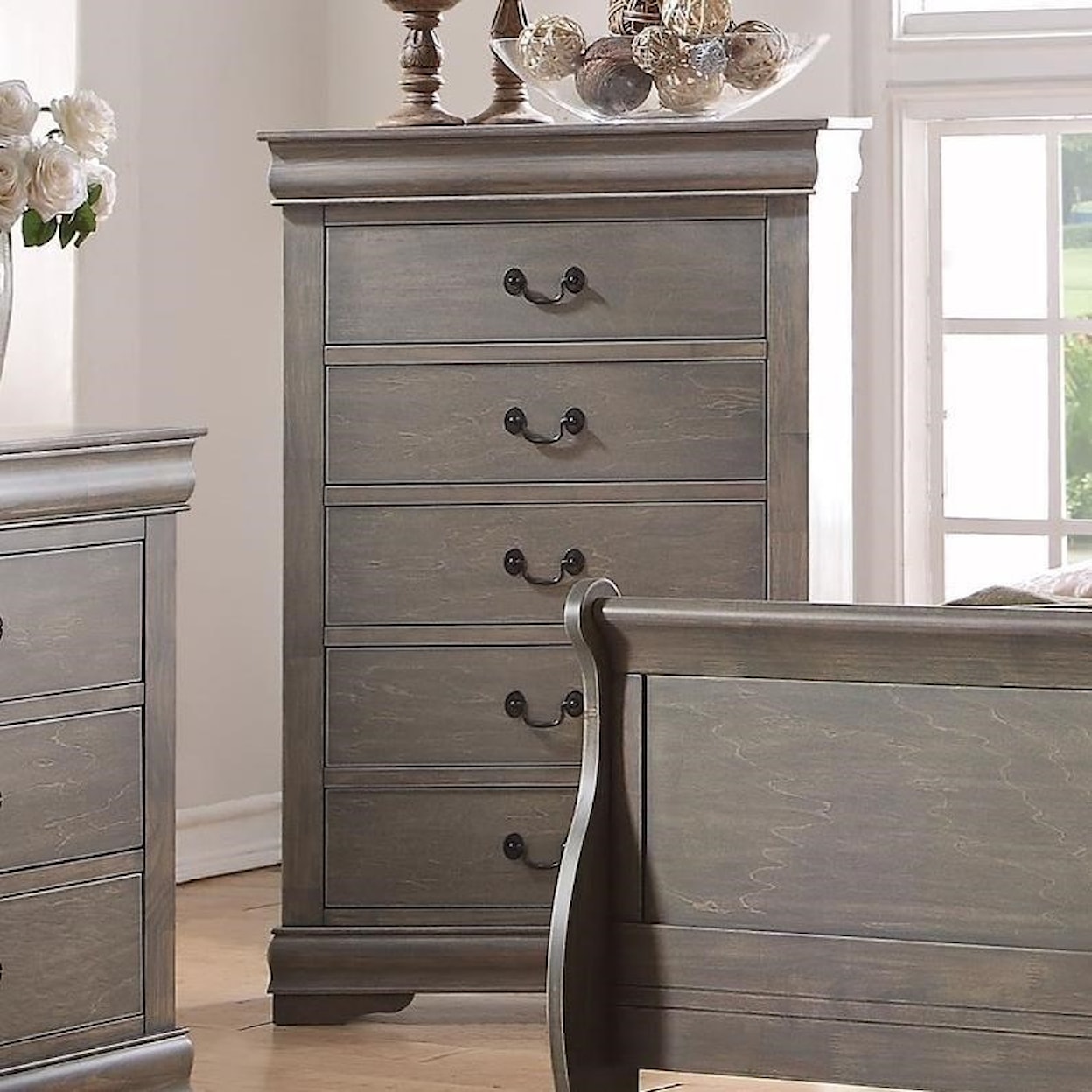 ACME Furniture Louis Philippe Chest, Antique Gray, One Size