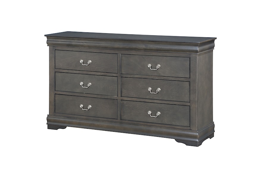 Louis Philippe Platinum Dresser and Mirror New Furniture Factory Outlet