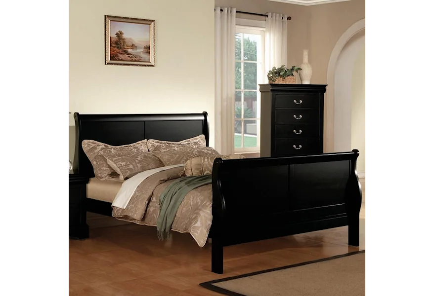 Acme Furniture Louis Philippe III Queen Transitional Sleigh Bed, A1  Furniture & Mattress