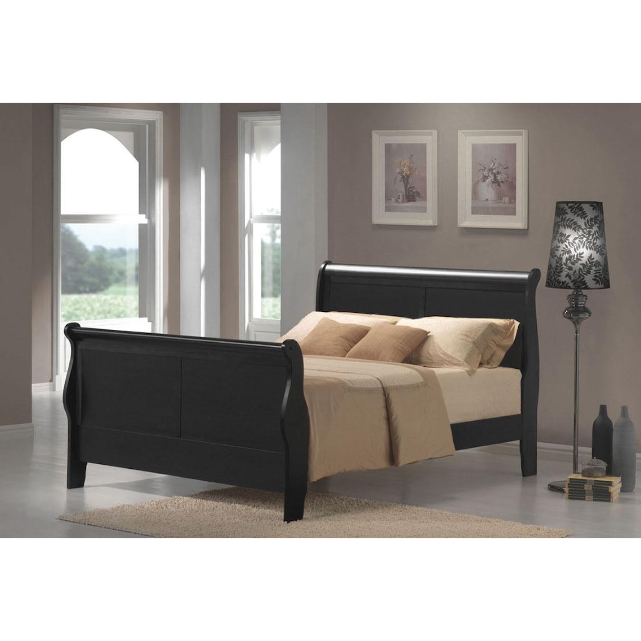 Acme Furniture Louis Philippe III 19500Q Queen Transitional Sleigh Bed, Corner Furniture