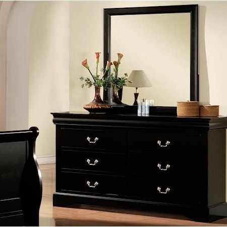 Acme Furniture Louis Philippe III Collection 24380Q5PC Bedroom Set with  Queen Size Bed, Dresser, Mirror, Chest and Nightstand in Cherry Finish