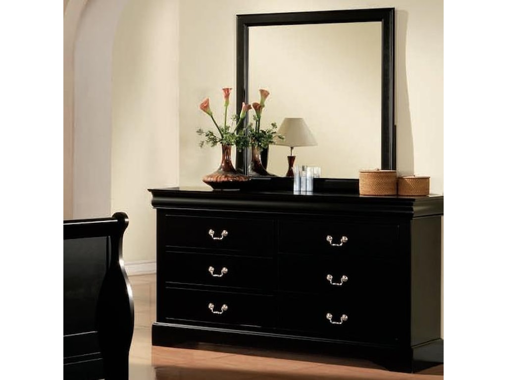Louis Philippe Iii Transitional 6 Drawer Dresser And Mirror By Acme Furniture At Sam Levitz