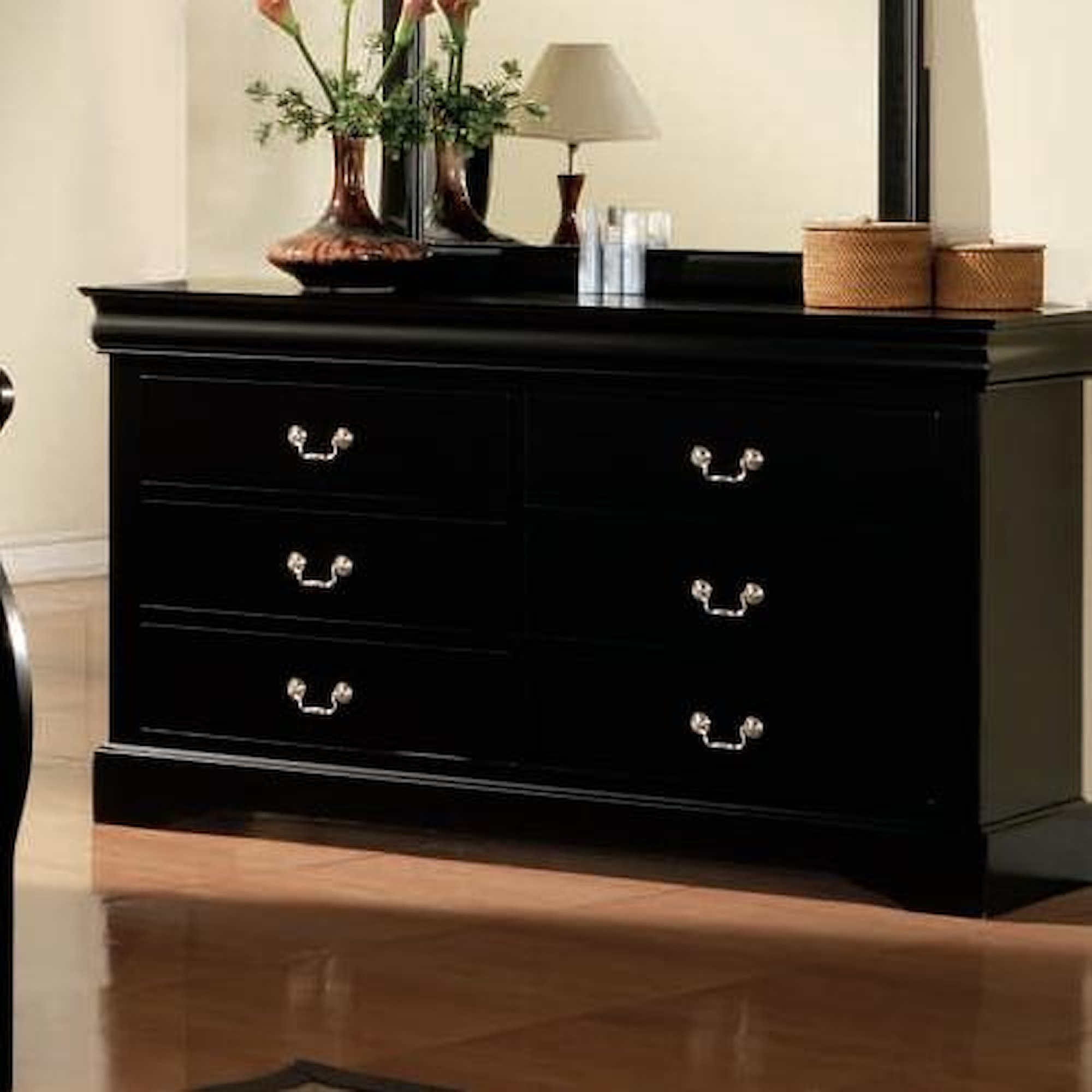 Acme Louis Philippe 5-Drawer Wooden Chest in Cherry