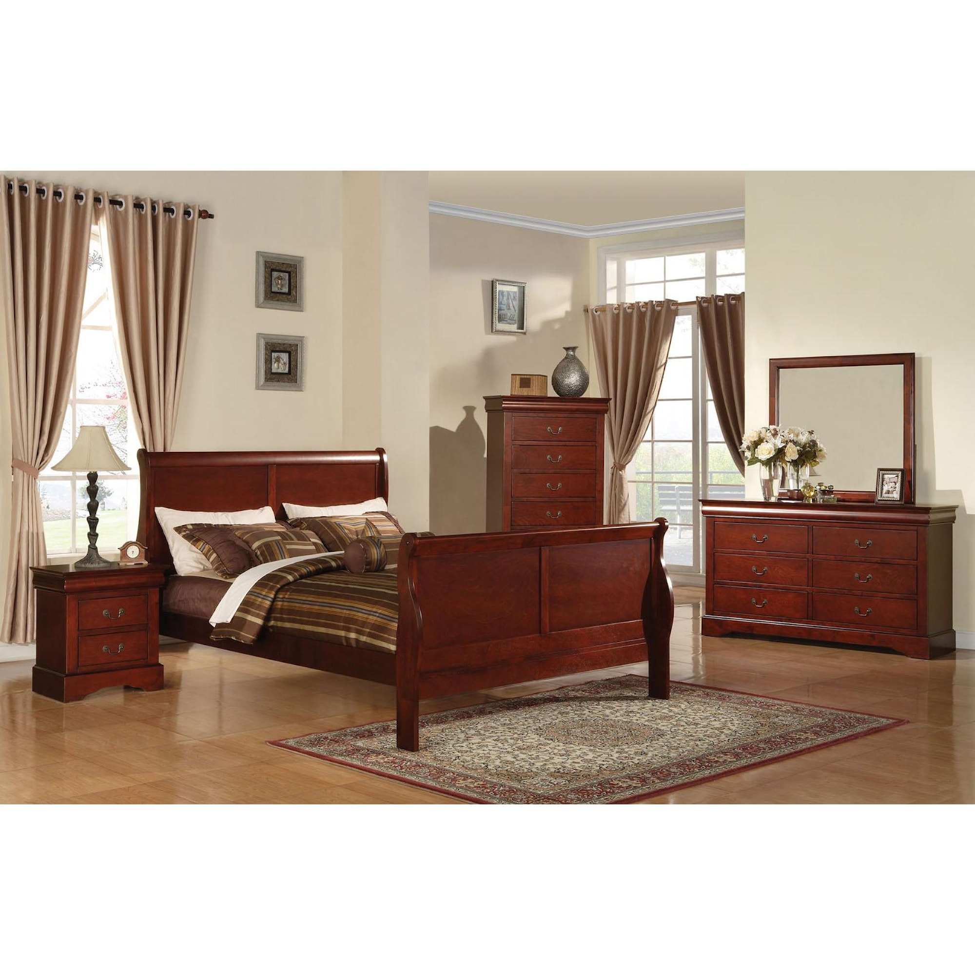 Acme Furniture Louis Philippe III 19520Q Queen Transitional Sleigh Bed, Value City Furniture