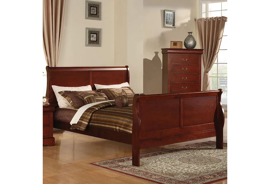 Acme Furniture Louis Philippe III King Transitional Sleigh Bed, A1  Furniture & Mattress