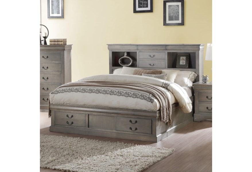 Acme Furniture Louis Philippe Iii California King Captain S Bed With Headboard And Footboard Storage Dream Home Interiors Captain S Beds California King Captain Bed Frame