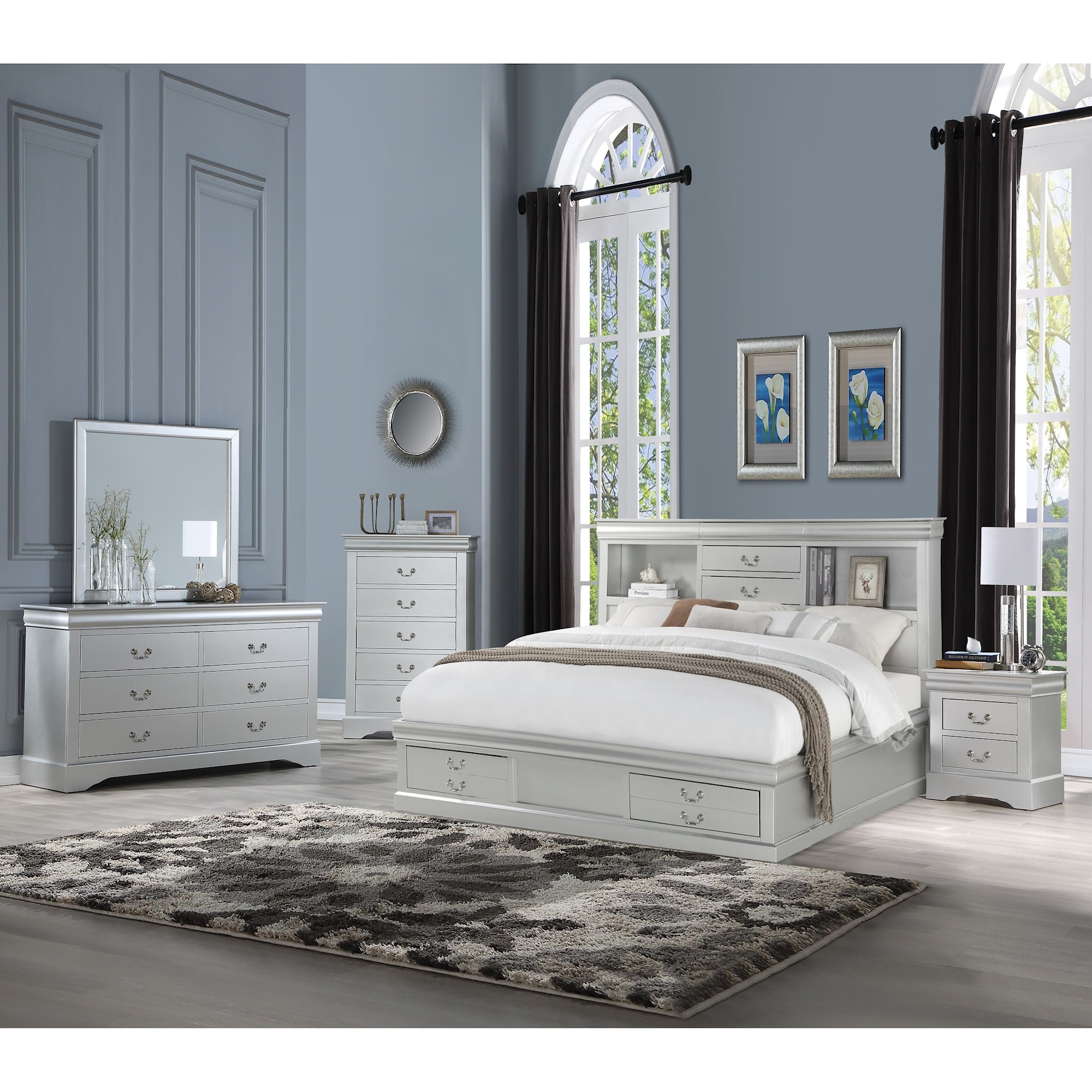 Louis Philippe Sleigh Bed (White) Acme Furniture