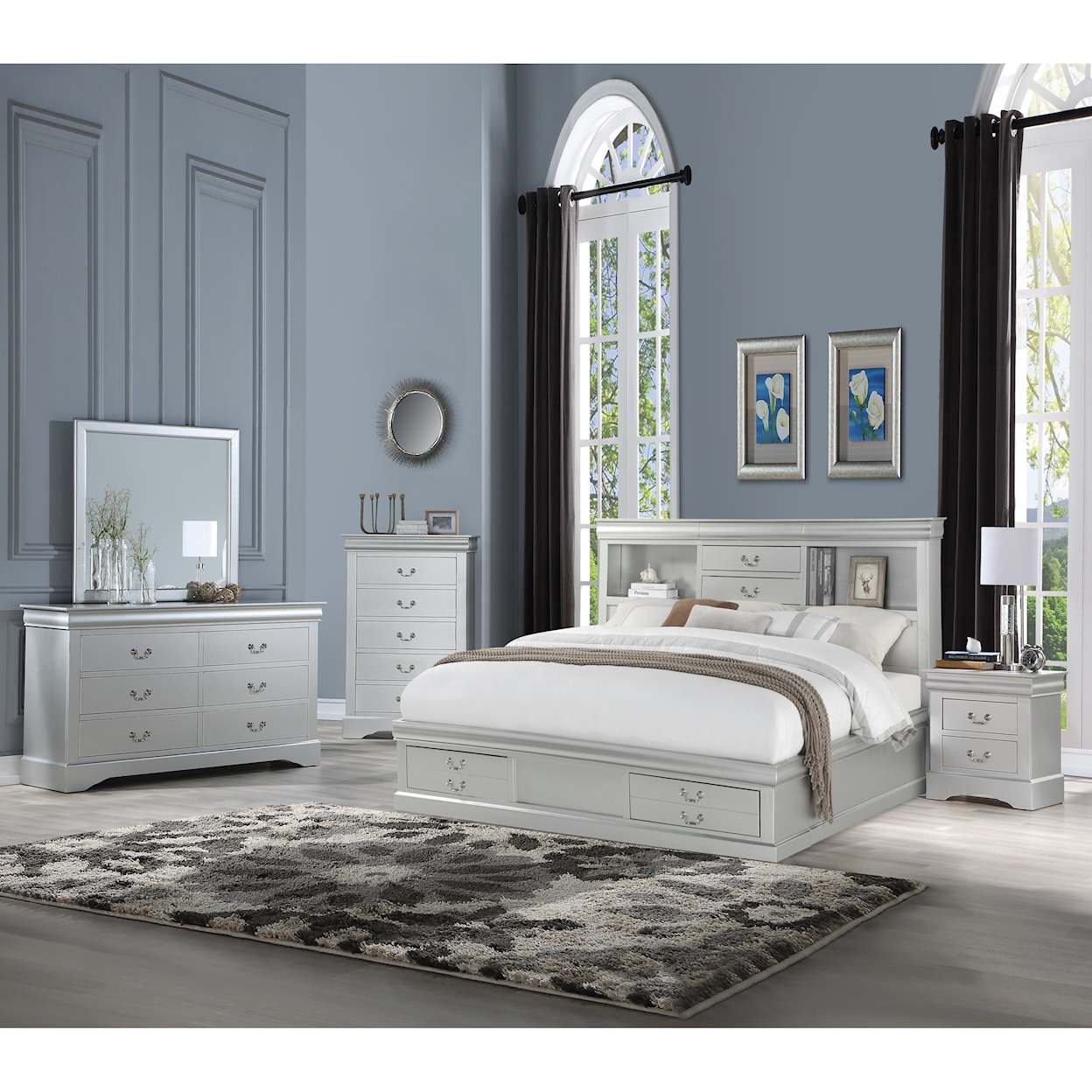 Acme Furniture Louis Philippe III 24920Q Queen Captain's Bed with Headboard  and Footboard Storage, Dream Home Interiors