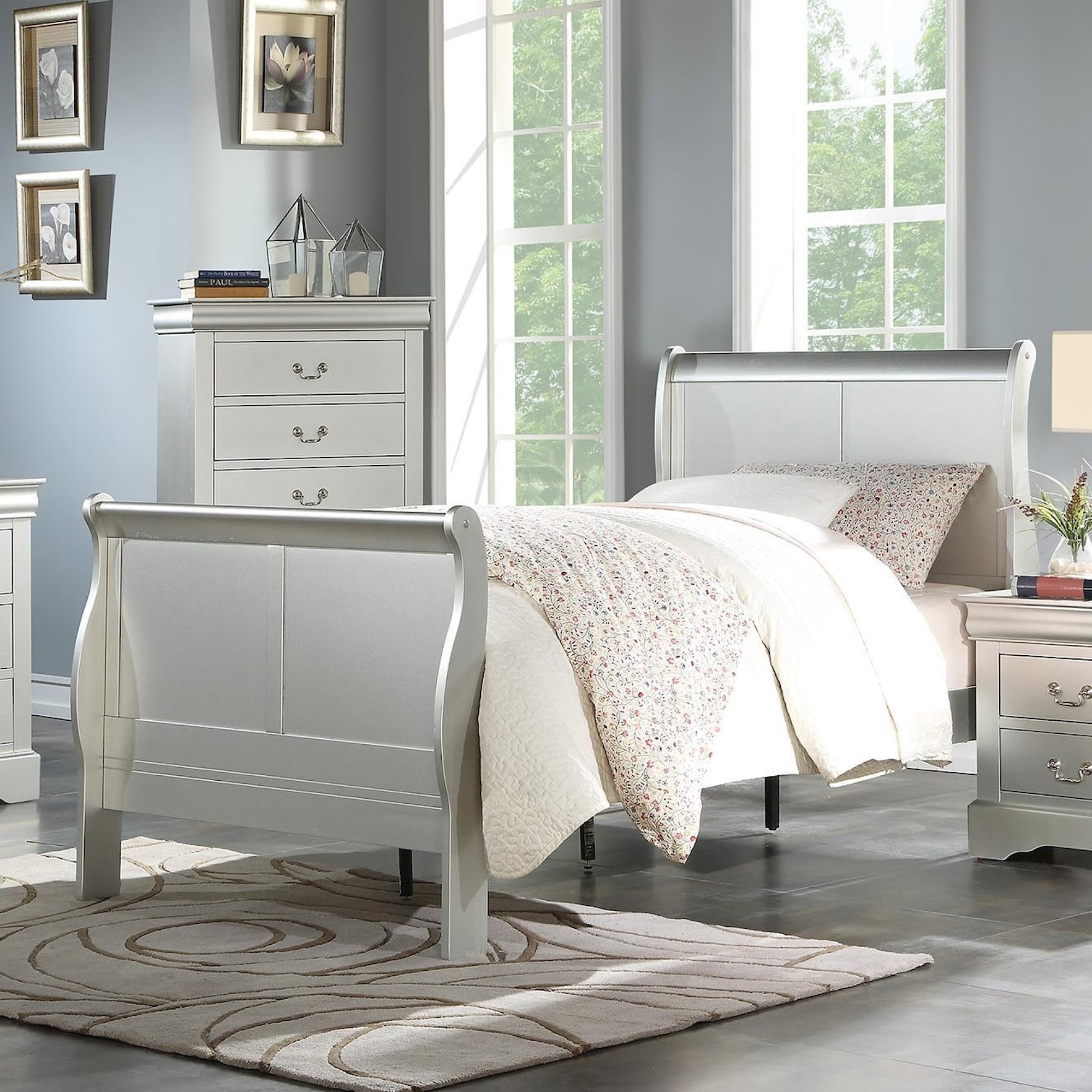 Acme Furniture Louis Philippe White Queen 4PC Bedroom Set With Bed