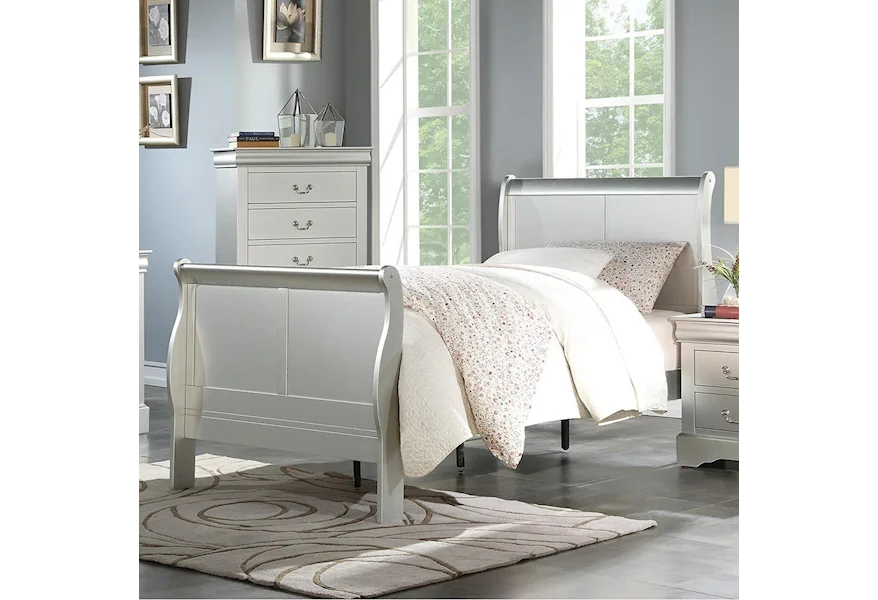 Acme Furniture Louis Philippe III Transitional Twin Sleigh Bed, A1  Furniture & Mattress