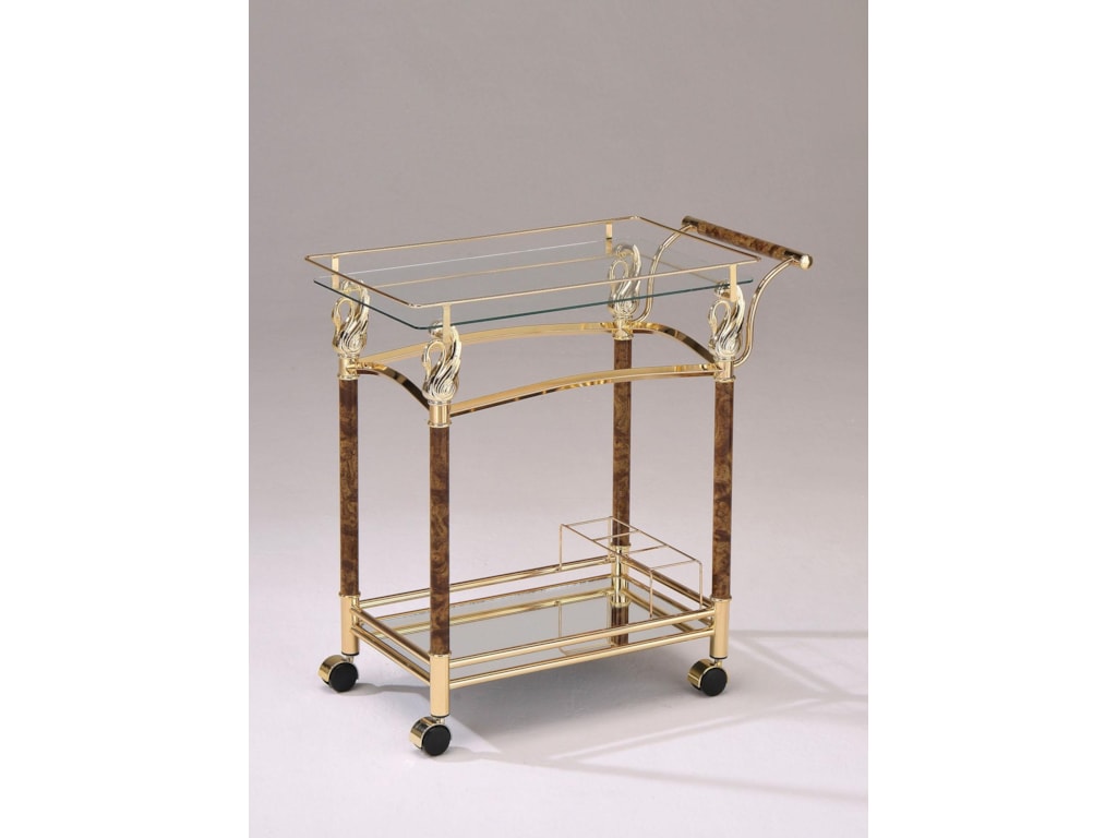 Acme Furniture Mace 98002 Gold Serving Cart W Clear Gl Acme Furniture Macegold Serving Cart
