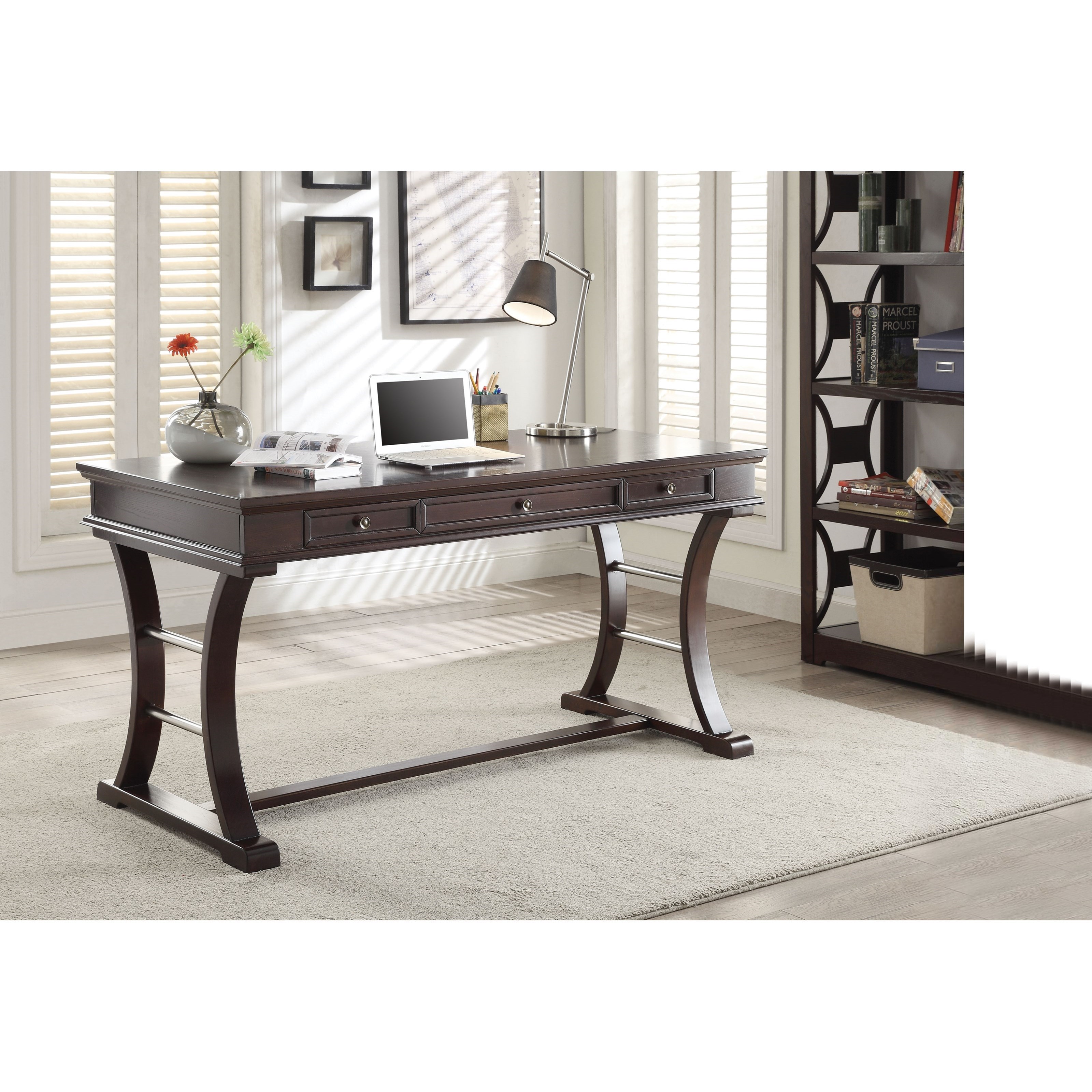 Acme Furniture Madge 92257 Transitional Desk With 3 Drawers Corner Furniture Table Desks Writing Desks