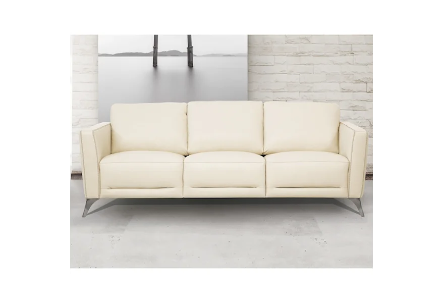 detectie paus perzik Acme Furniture Malaga Contemporary Leather Sofa with Chrome Metal Legs | A1  Furniture & Mattress | Sofas