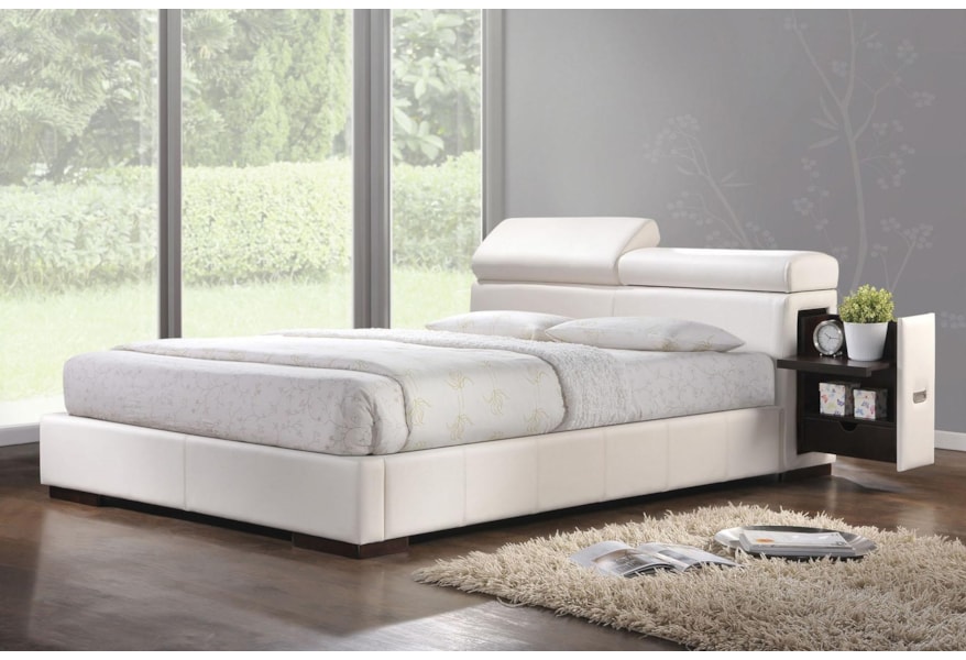 Acme Furniture Manjot Contemporary King Bed W Built In Nightstand A1 Furniture Mattress Platform Beds Low Profile Beds King Size Bed With Built In Nightstand