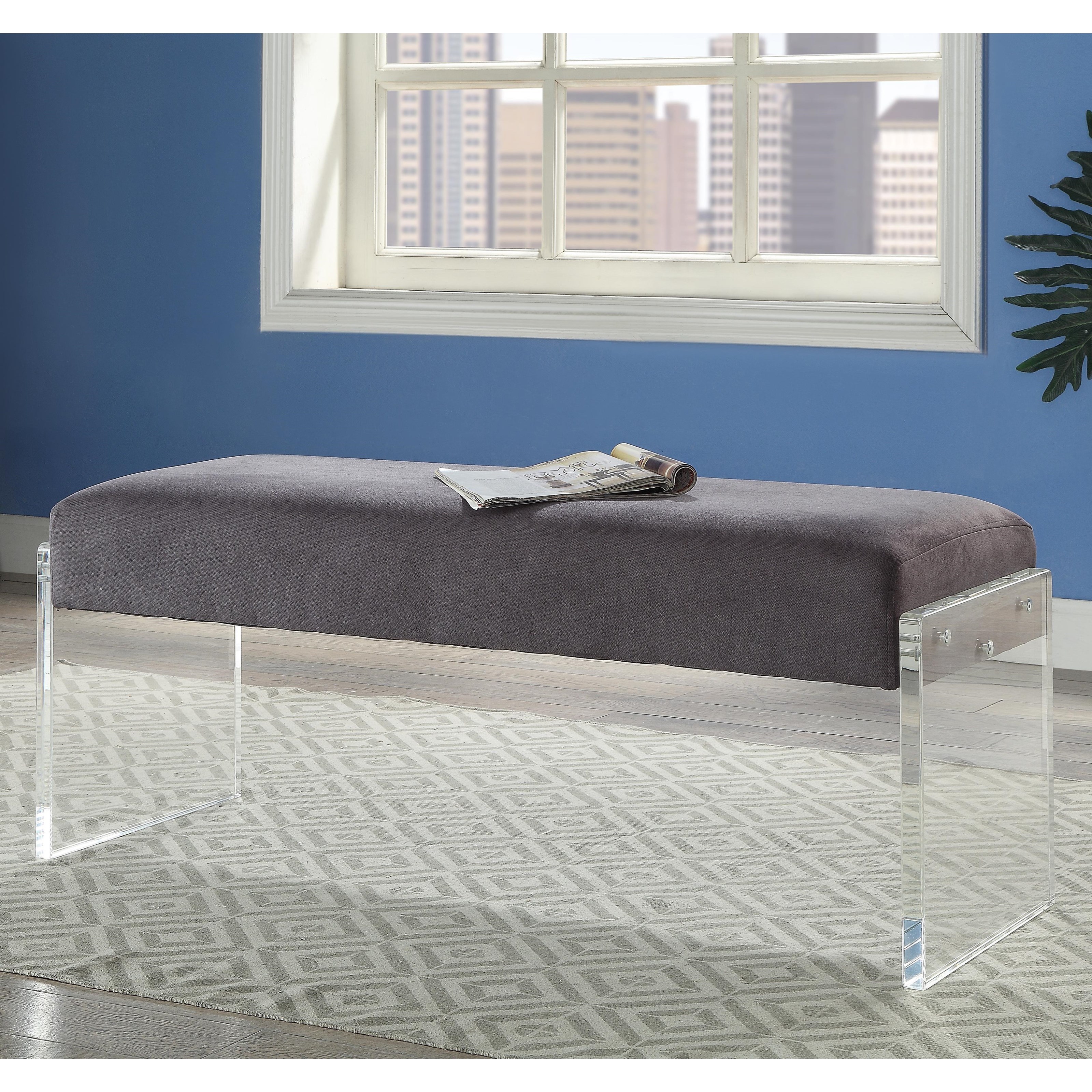 Acme Furniture Marah 96713 Contemporary Acrylic Bench Corner