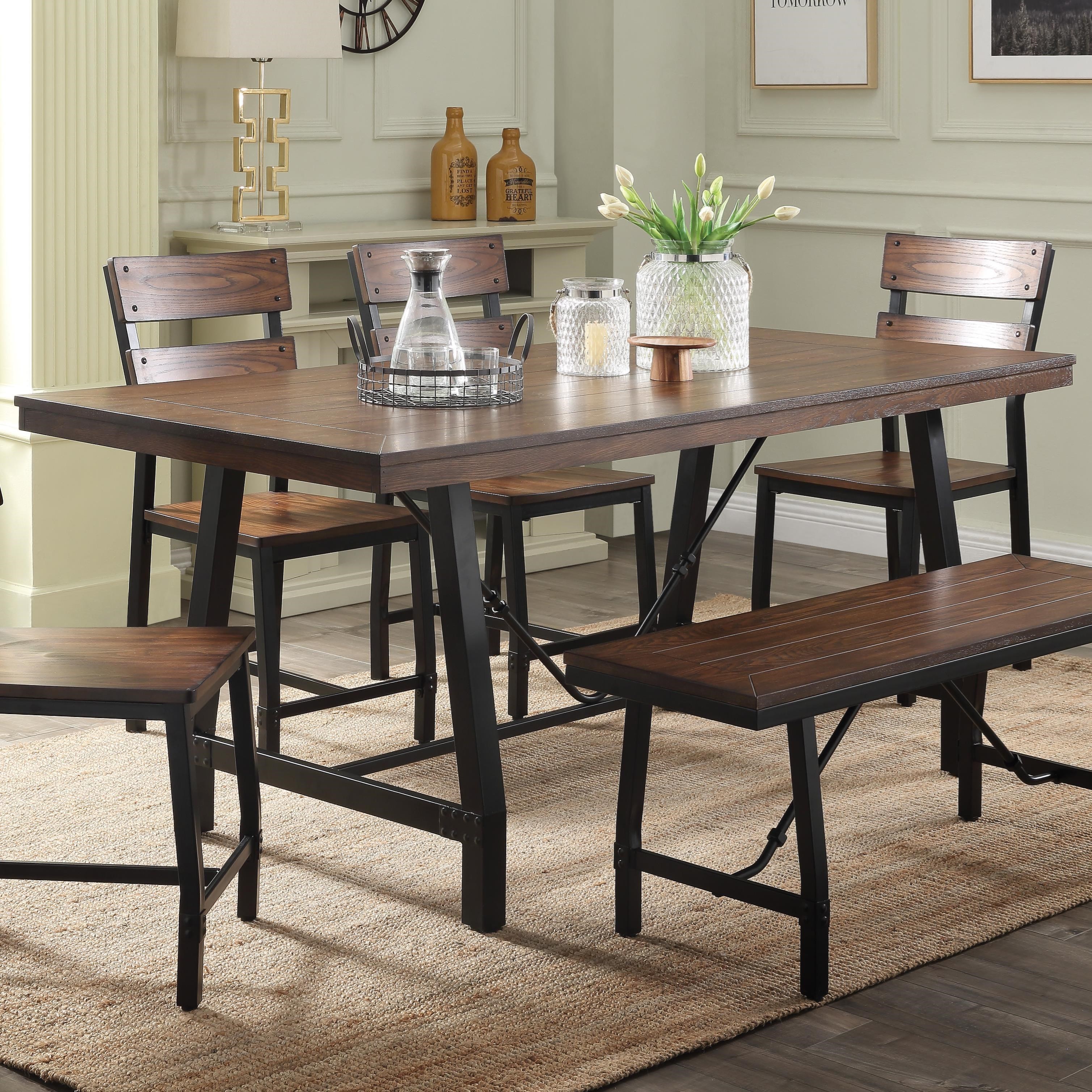 Acme Furniture Mariatu 72455 Industrial Dining Table With Metal Sled Base Corner Furniture Dining Tables