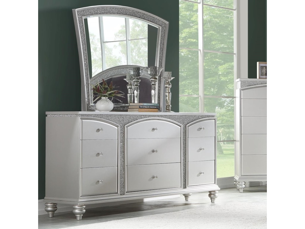 Acme Furniture Maverick Glam 9 Drawer Dresser And Mirror Set Del