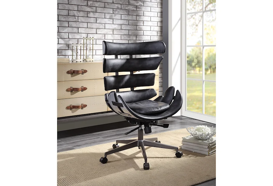 Acme Furniture Megan Contemporary Office Chair with Top Gran Leather | A1  Furniture & Mattress | Office Task Chairs