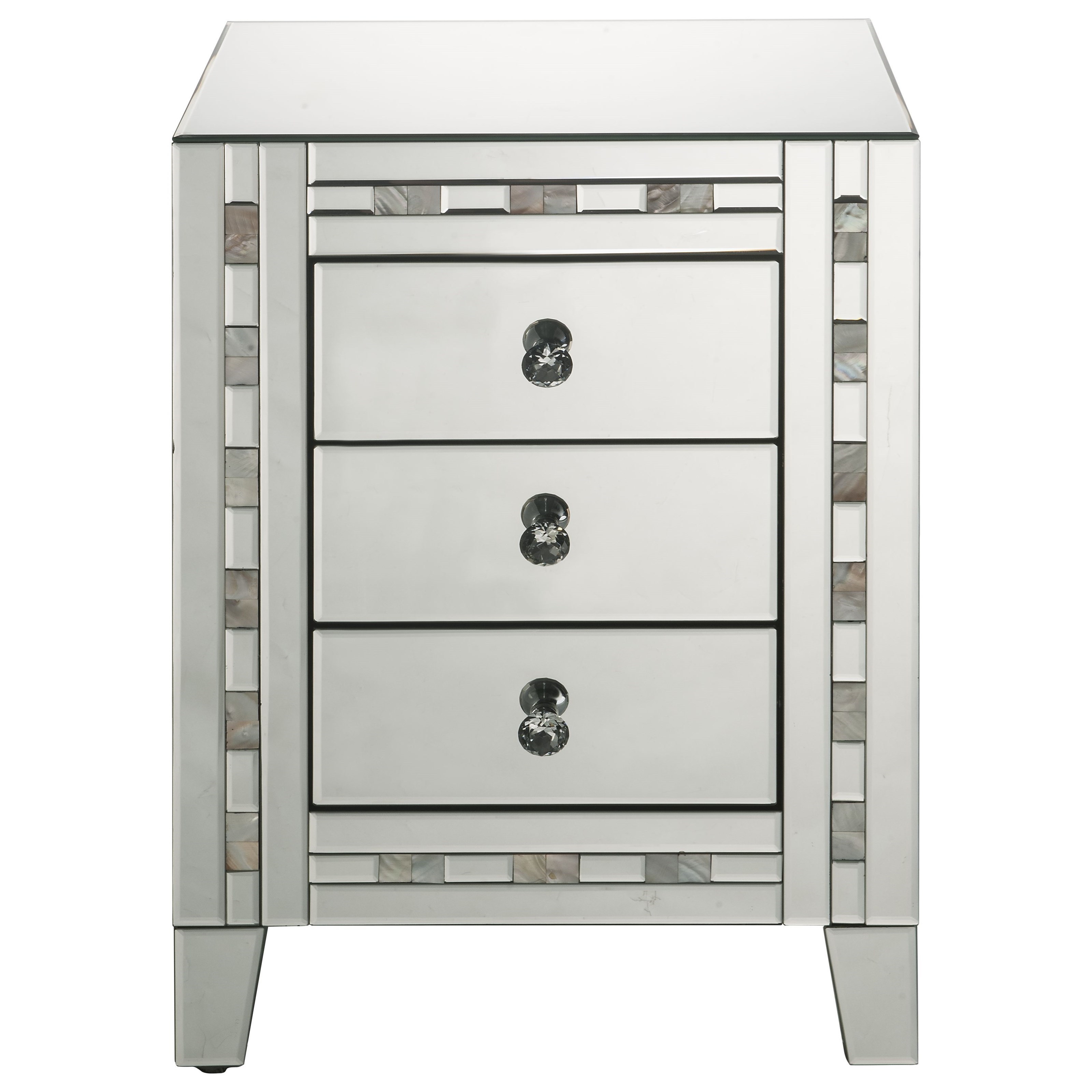 Acme Furniture Nasa 97676 Glam Mirrored Accent Table With 3 Drawers Del Sol Furniture End Tables