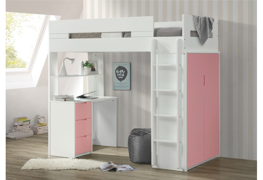 Acme Furniture Nerice 38040 Contemporary Twin Loft Bed With Desk And Closet Corner Furniture Loft Beds Bunk Bed With Desk And Closet