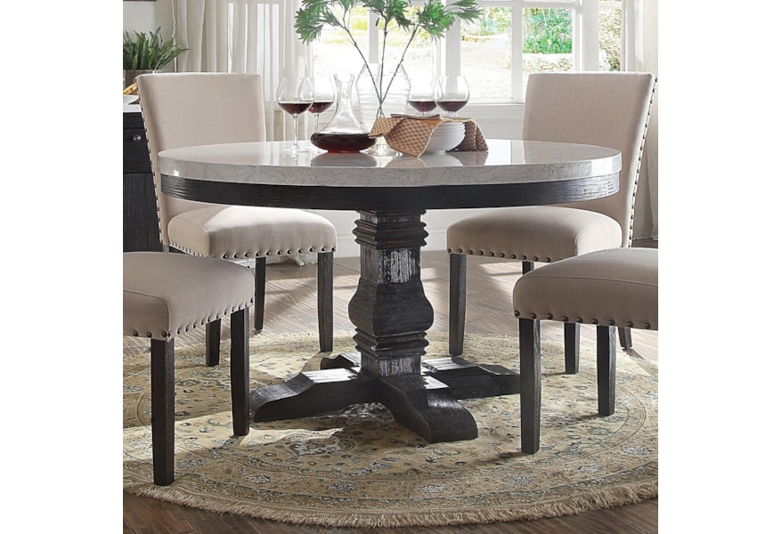 Acme Furniture Nolan Round Pedestal Dining Table With White Marble Top Del Sol Furniture Dining Tables Acme Furniture Nolan Round Pedestal Dining Table With White Marble Top Del Sol Furniture Dining Tables