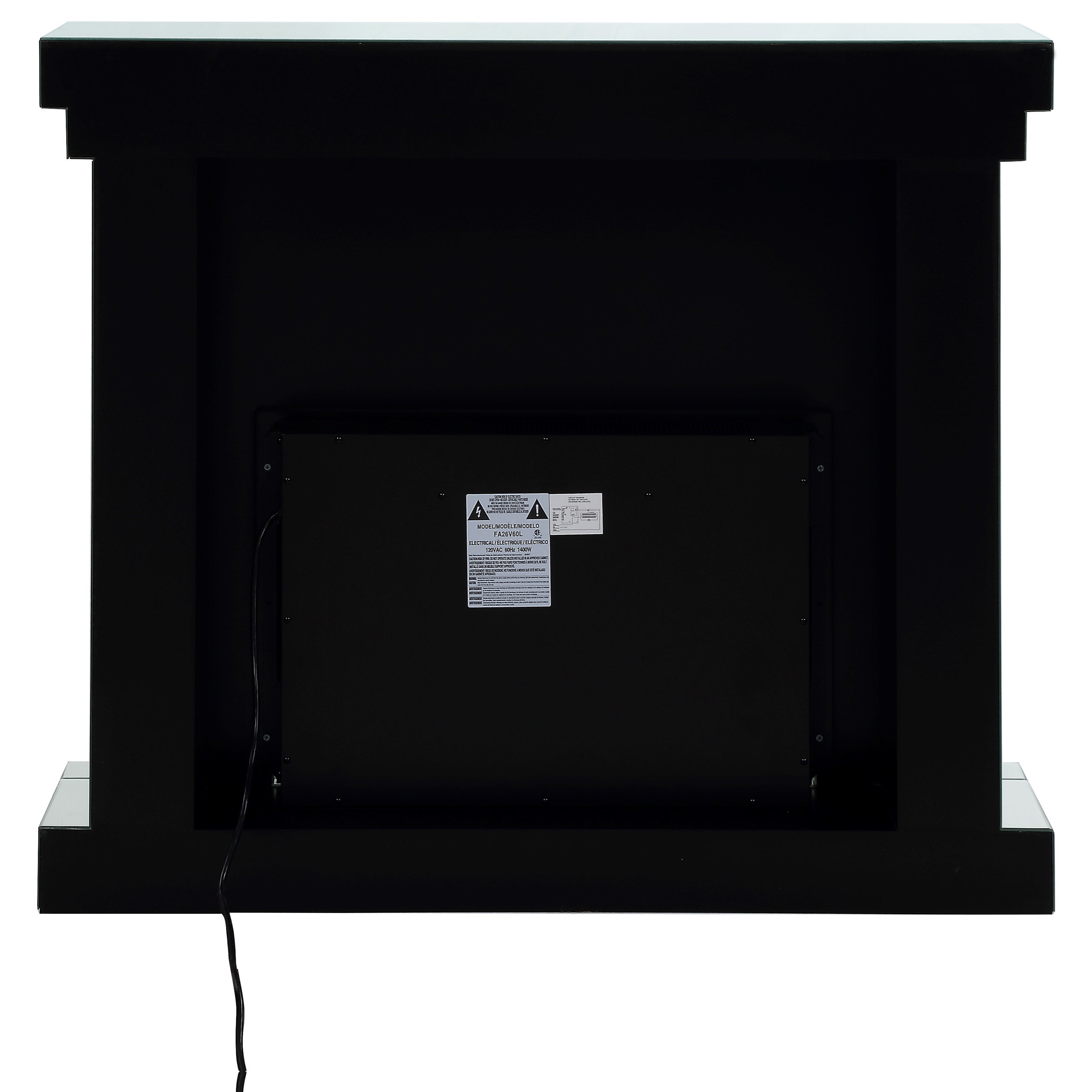 Acme Furniture Noralie 90470 Glam Mirrored Fireplace With Faux