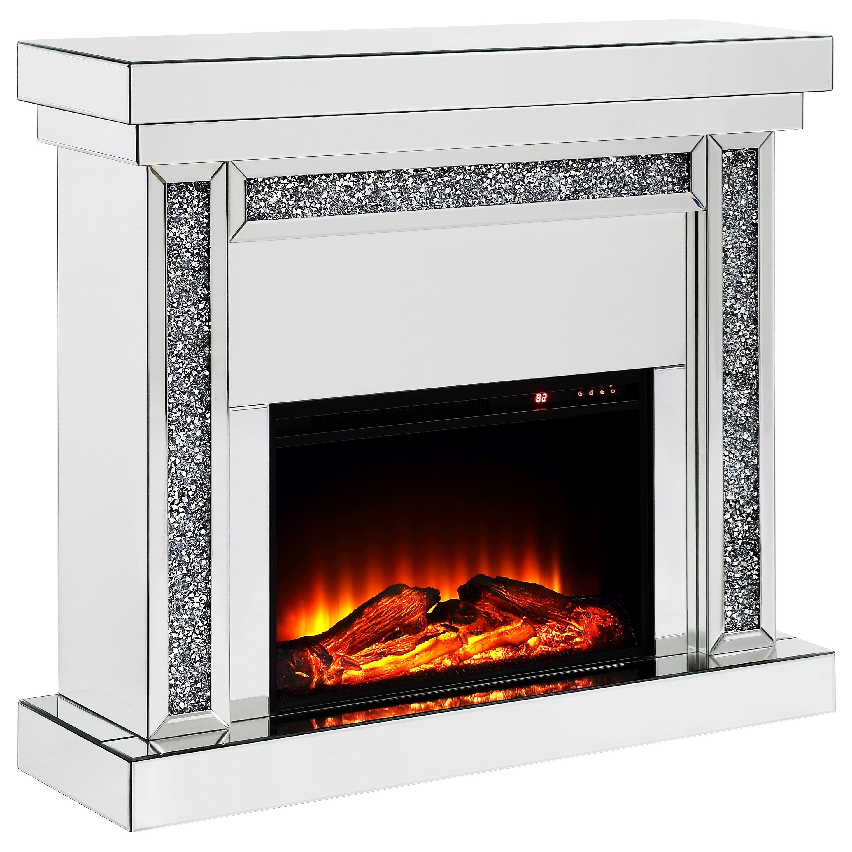 Acme Furniture Noralie 90470 Glam Mirrored Fireplace With Faux