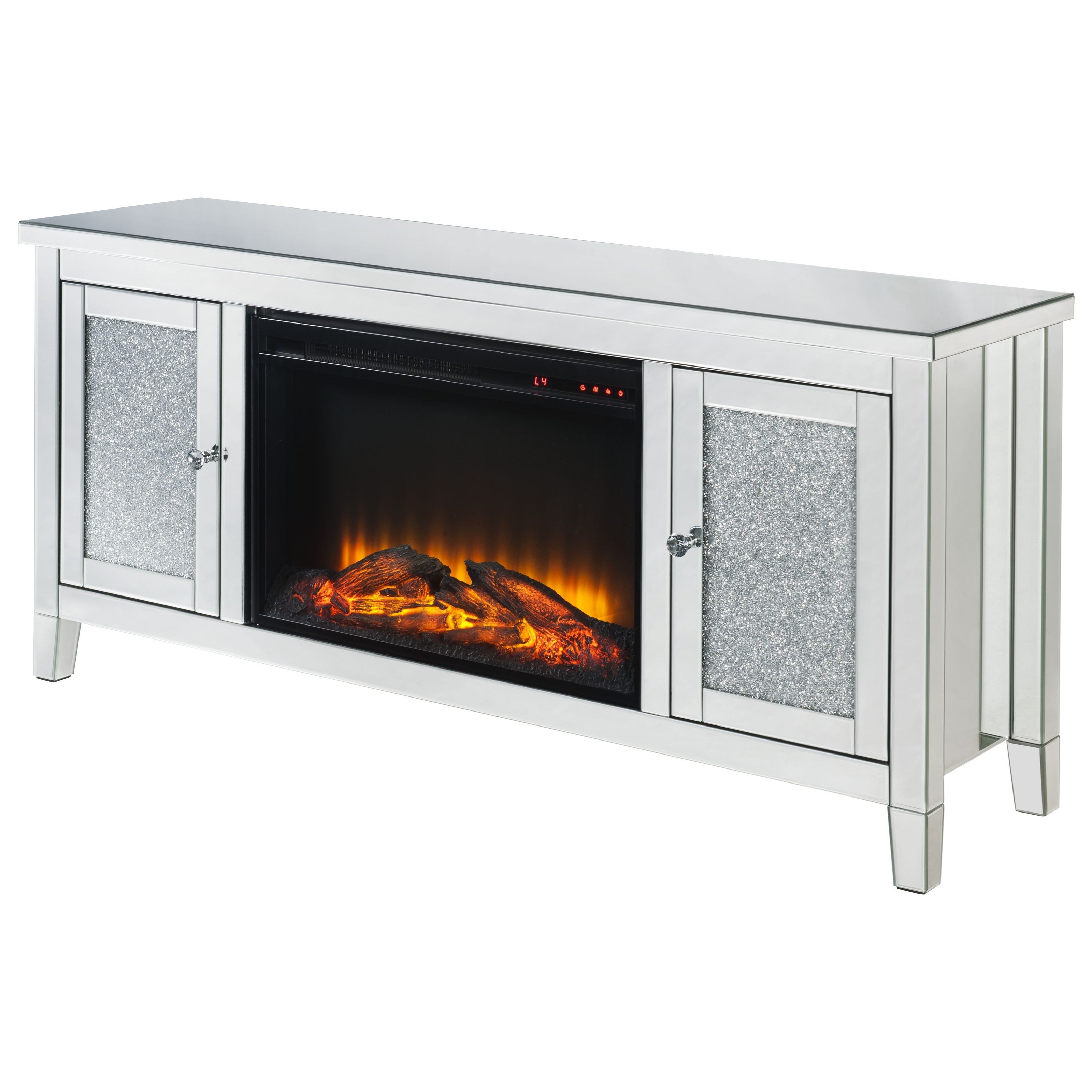 Acme Furniture Noralie Glam TV Stand w/ Fireplace (LED) and Faux Crystals |  A1 Furniture u0026 Mattress | TV Stands