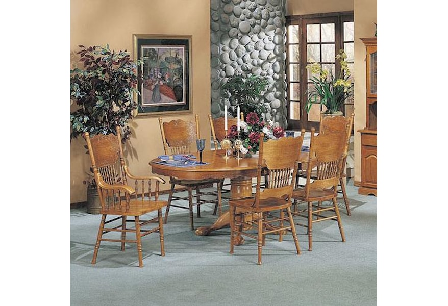 Acme Furniture Nostalgia 7 Piece Dining Pedestal Table And Press