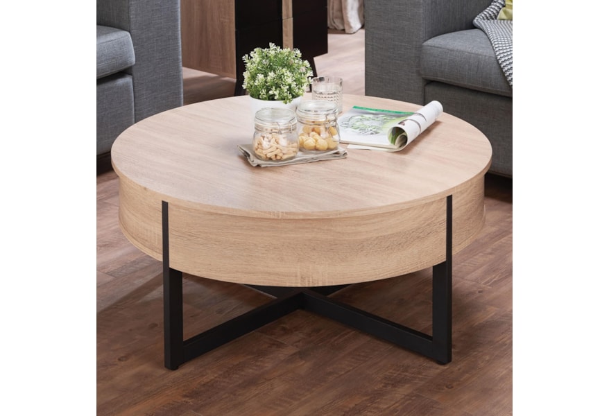 Acme Furniture Nuria 80625 Contemporary Round Coffee Table With Drawer Corner Furniture Cocktail Coffee Tables