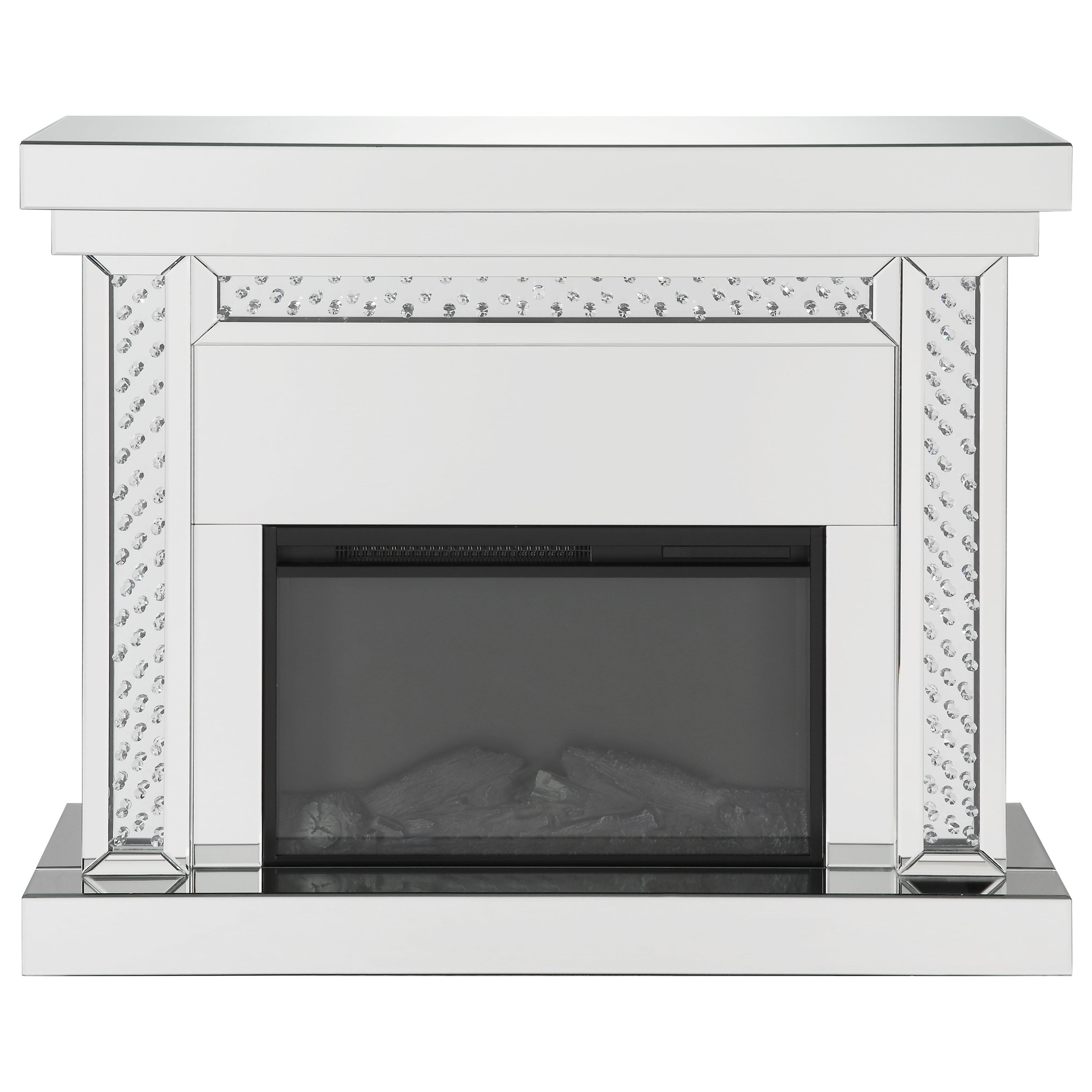 Acme Furniture Nysa Glam Led Electric Fireplace With Faux Crystal