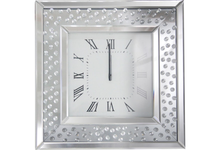 acme furniture nysa 97394 square glam wall clock with faux crystals del sol furniture wall clocks