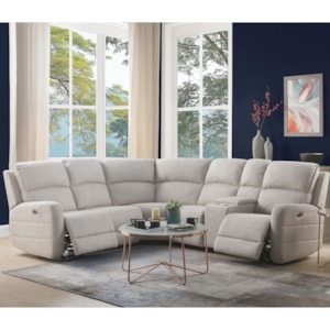Acme Furniture Olwen 53920 Contemporary Power Reclining Sectional Sofa With Cupholder Storage Console And Usb Charging Ports Corner Furniture Reclining Sectional Sofas