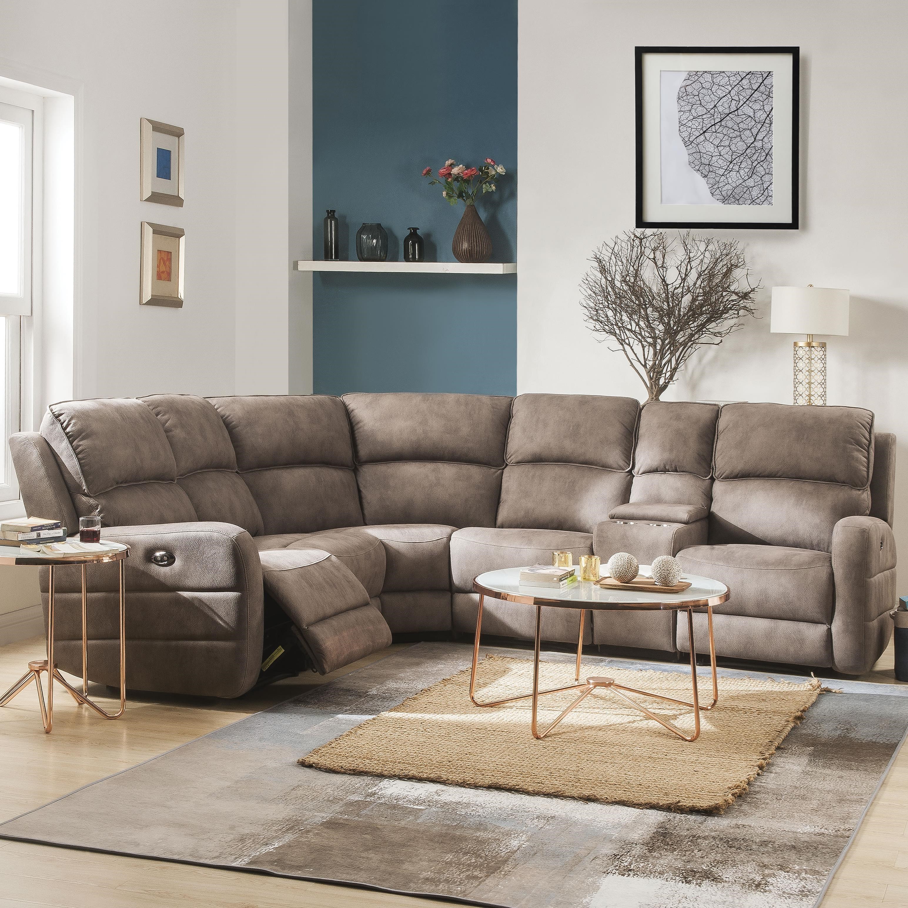 Acme Furniture Olwen Contemporary Power Reclining Sectional Sofa