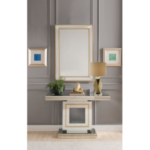 Acme Furniture Osma 97038 Glam Wall Decor Mirror With Gold Accents Corner Furniture Wall Mirrors