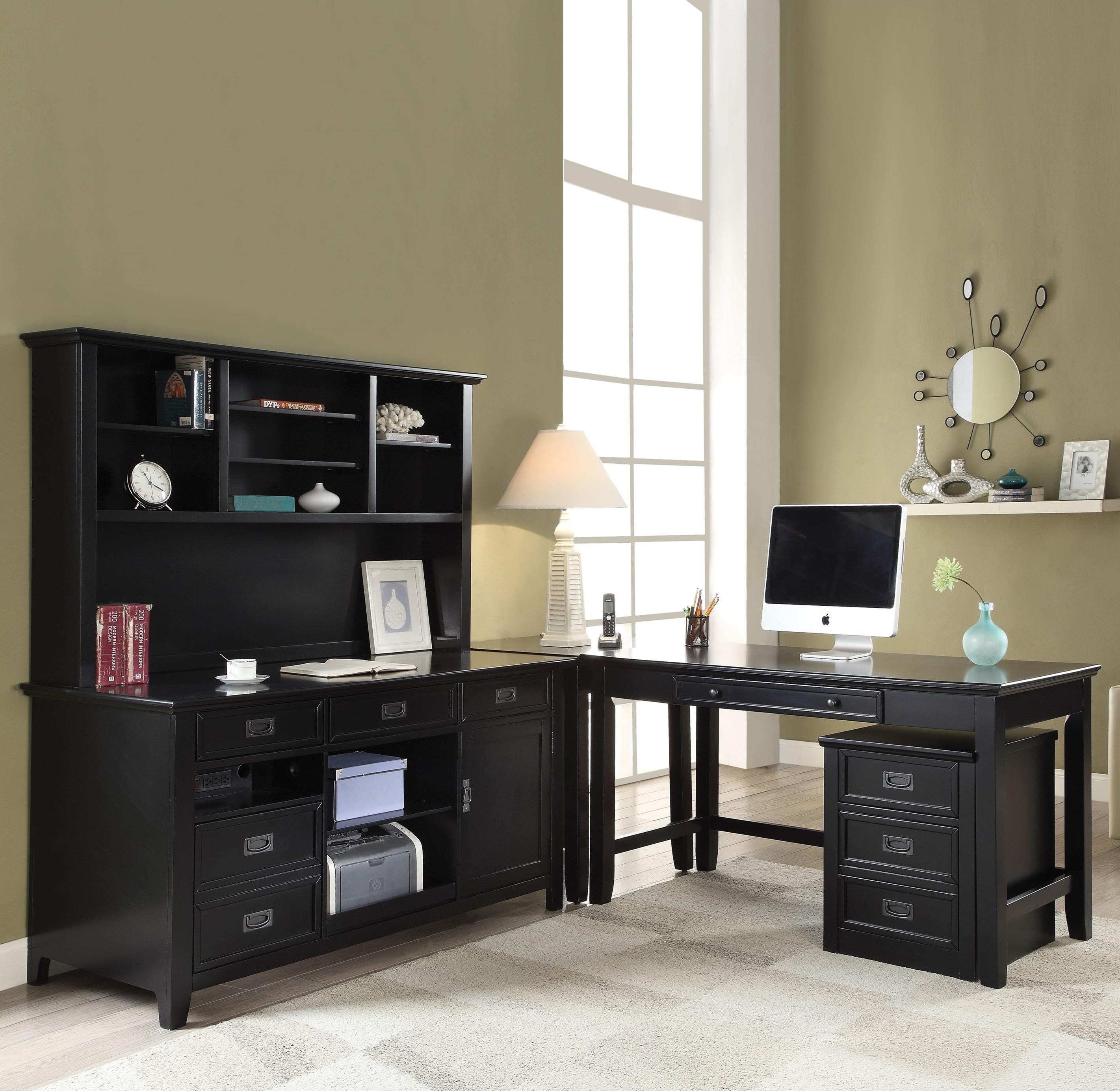 Acme Furniture Pandora L Shape Desk With Office Cabinet Hutch