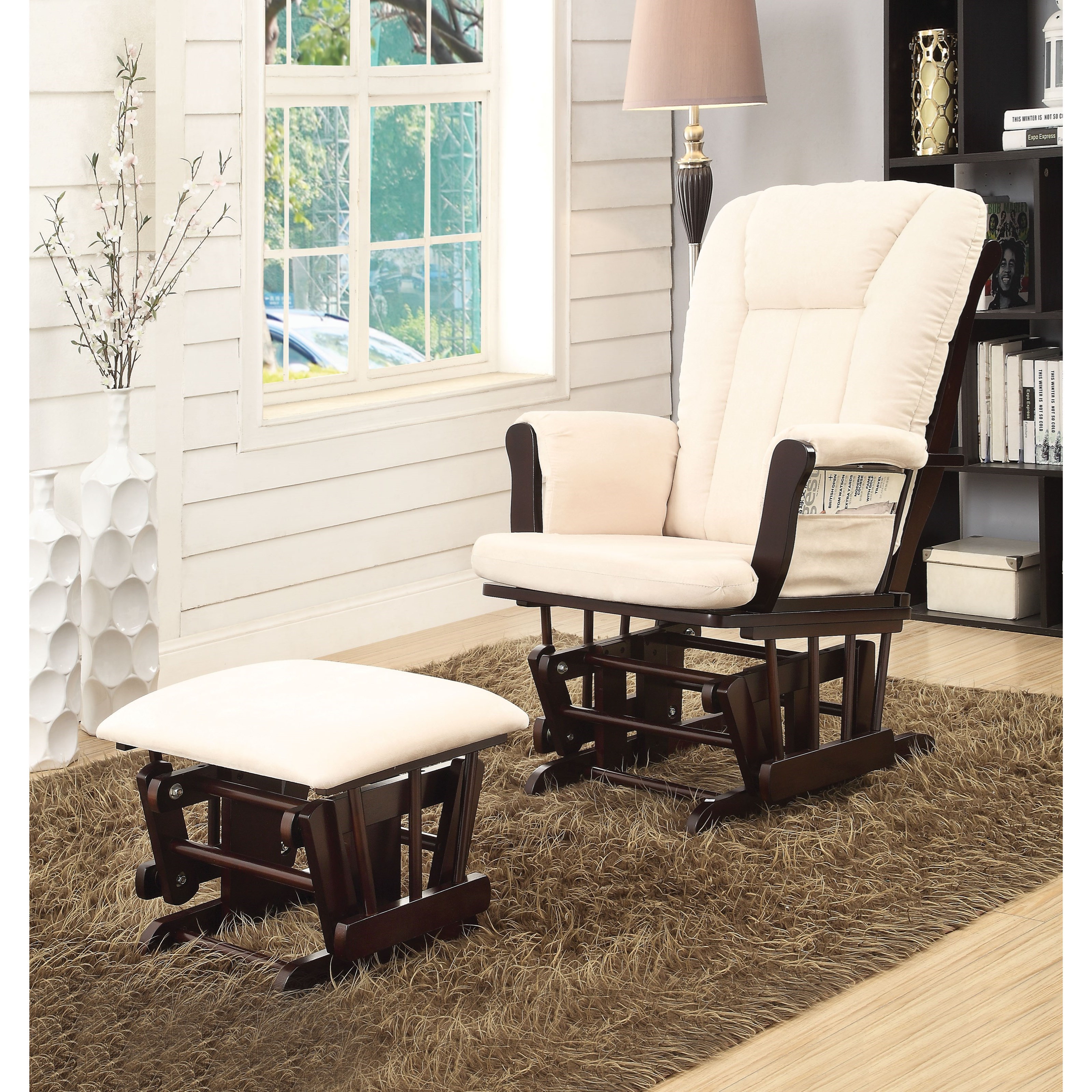 Acme Furniture Paola Microfiber Glider Chair With Ottoman Dream Home Interiors Glider Rockers