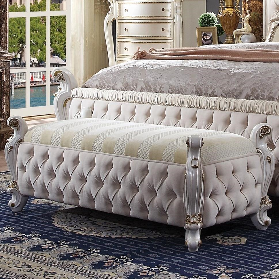 Acme Furniture Picardy 27886 Traditional Tufted Bed Bench In