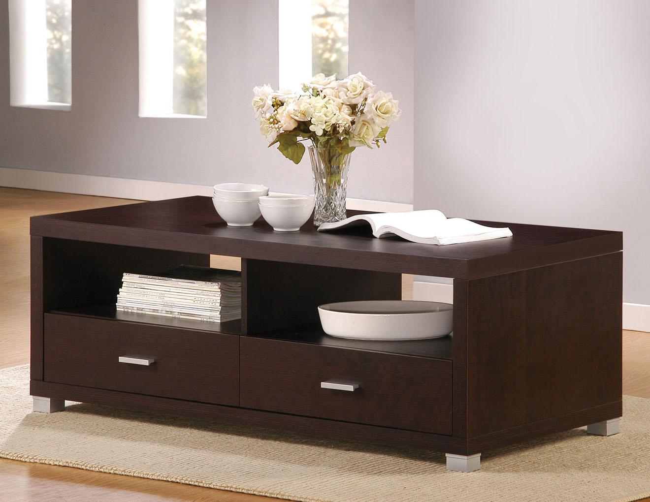acme furniture redland contemporary coffee table w 2 drawers dream home interiors cocktail or coffee table