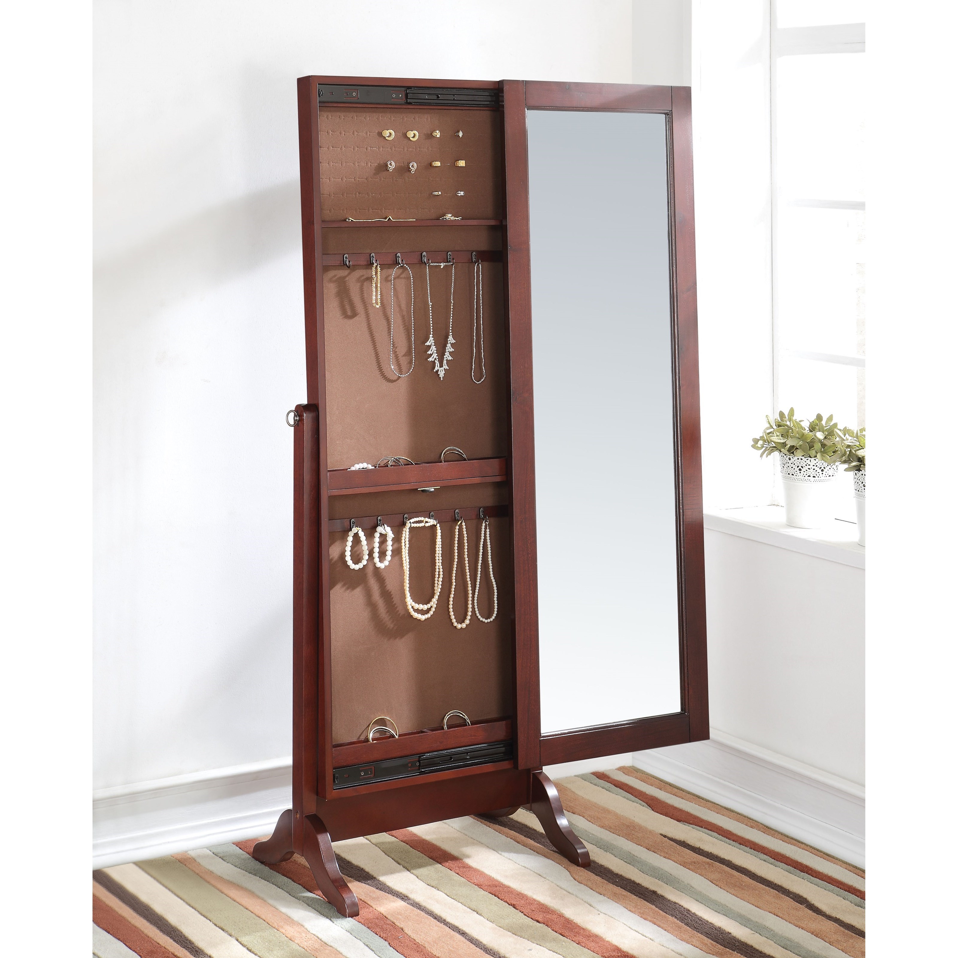 Acme Furniture Remiro 97119 Floor Mirror With Hidden Jewelry Storage Del Sol Furniture Floor Mirrors