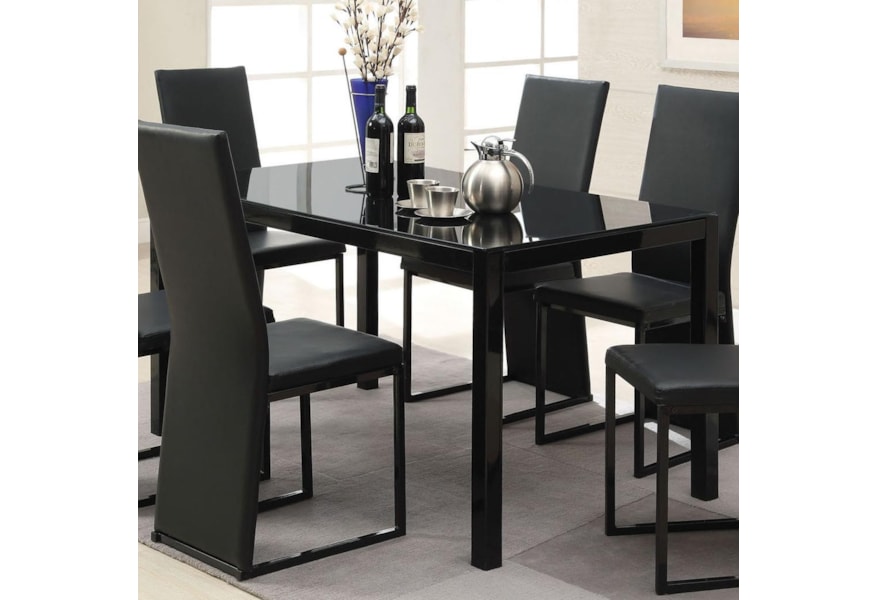Acme Furniture Riggan 60204a Contemporary Black Dining Table With Block Legs Corner Furniture Dining Room Table