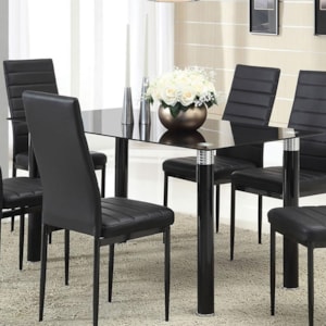 Acme Furniture Riggan Contemporary Dining Table With Black Glass Top Rooms For Less Dining Room Table