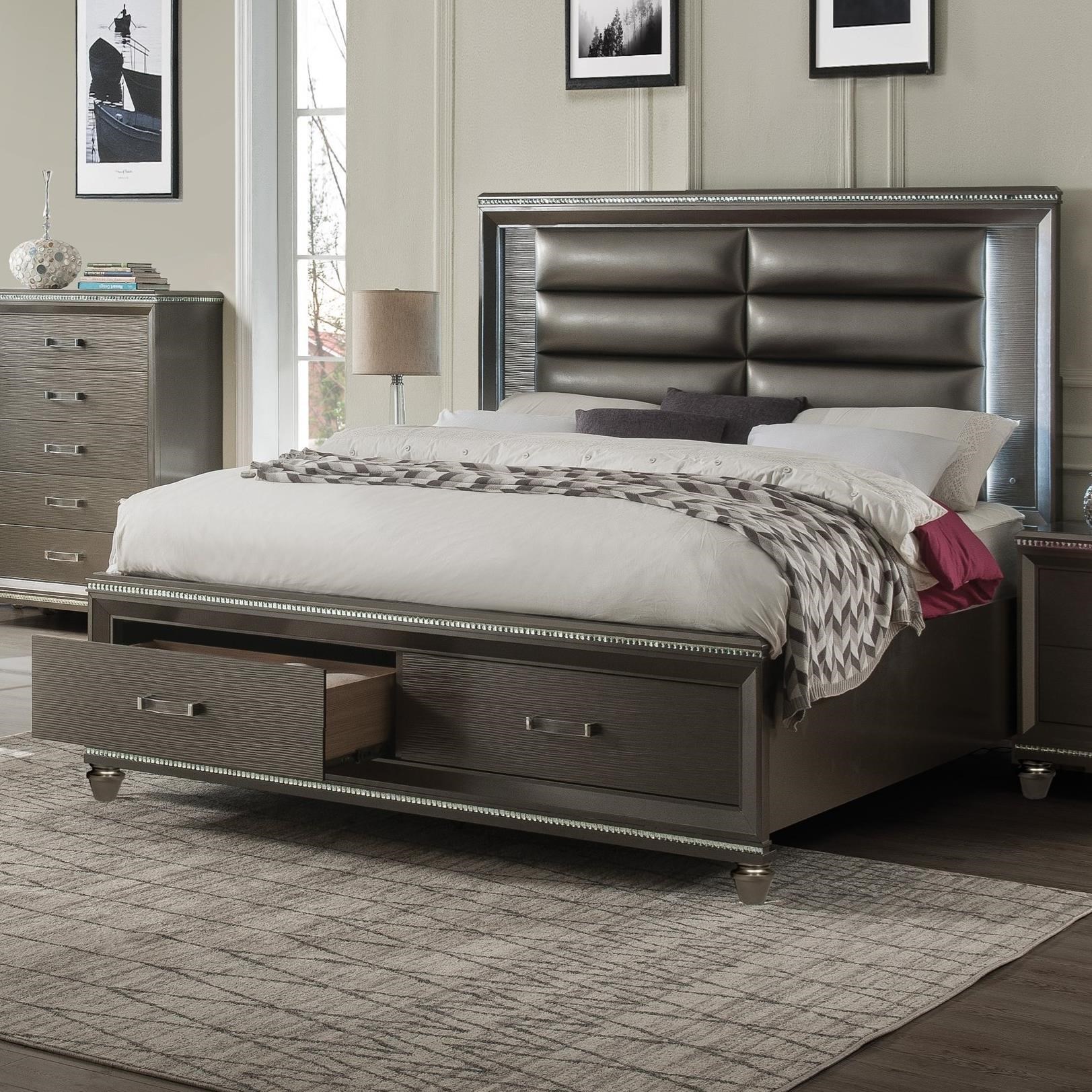 Acme Furniture Sadie 27937ek Glam King Bed With Footboard
