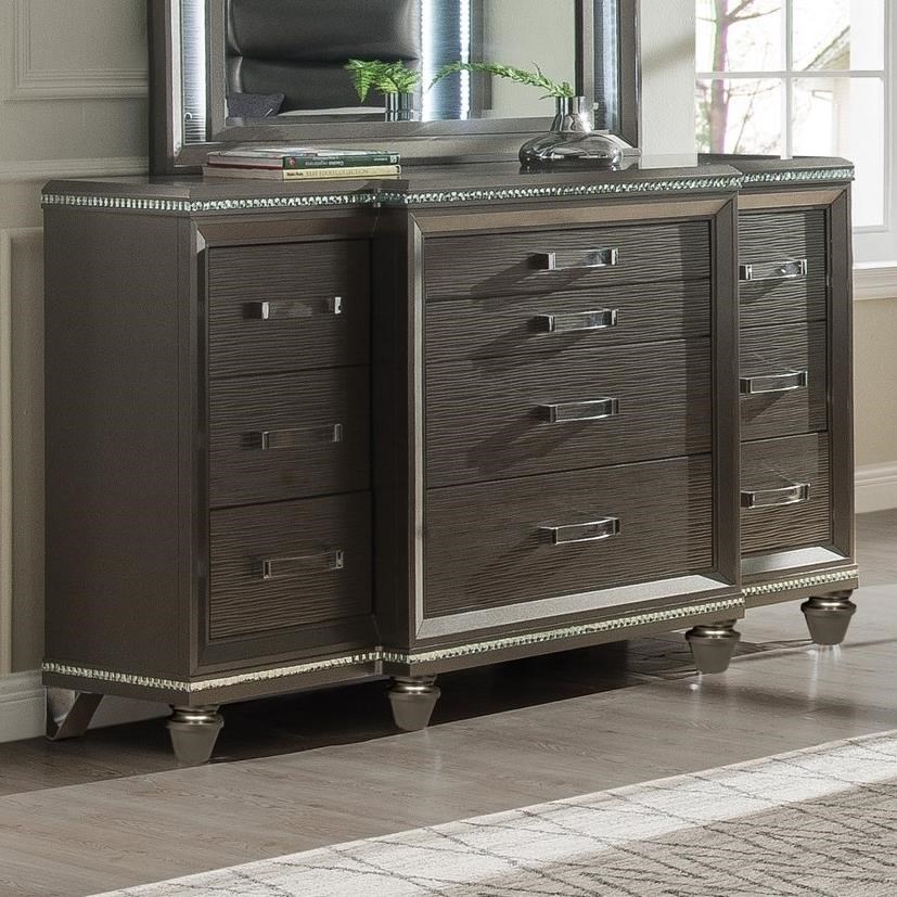 Acme Furniture Sadie 27945 Glam Breakfront Dresser With 2 Jewelry